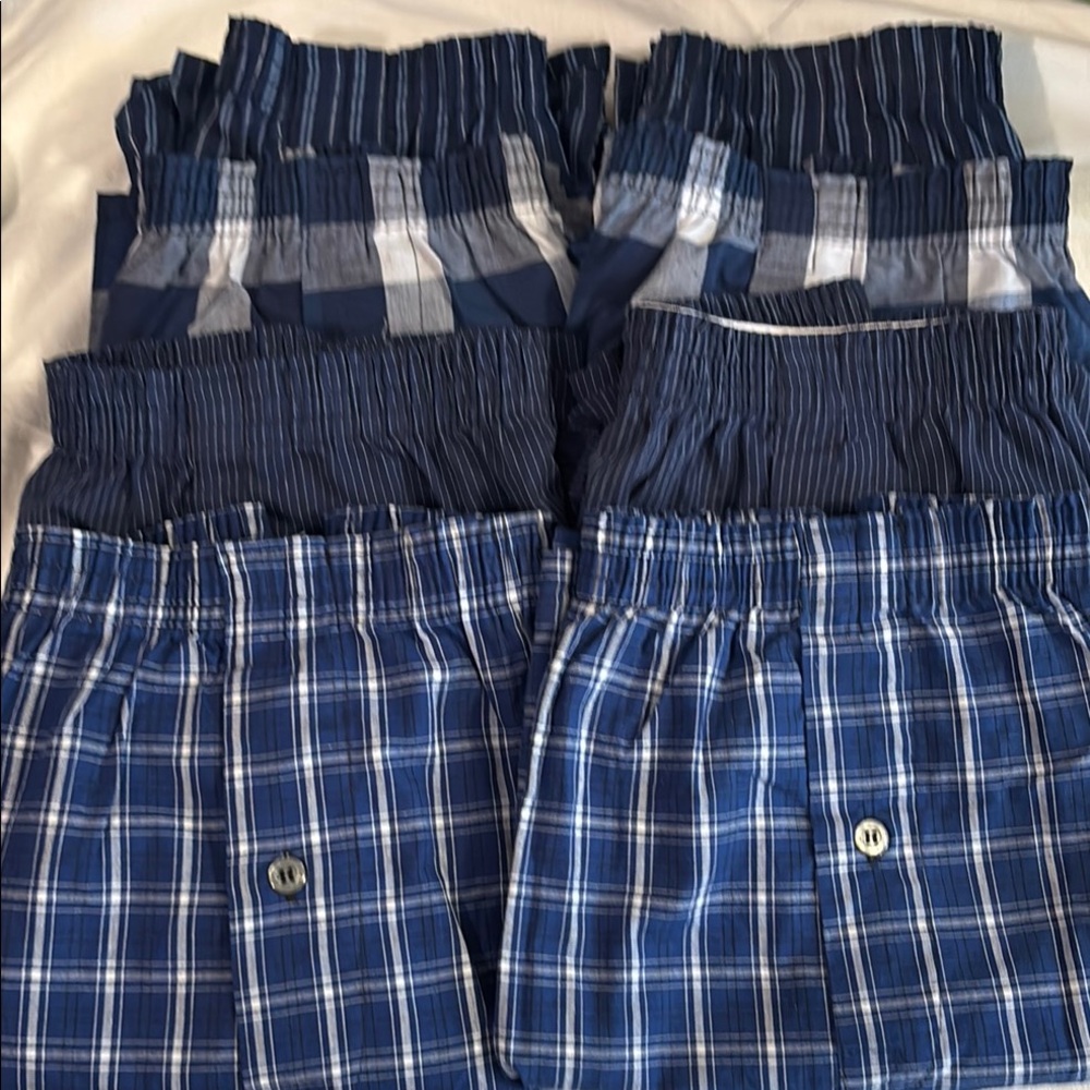 Fruit of the Loom Blue Plaid Men's Boxers (all 8 boxers included in price)